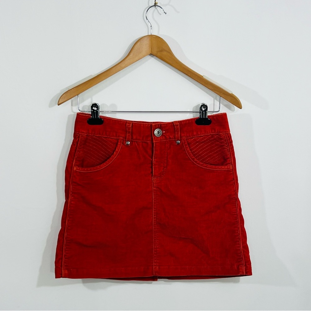 Athleta Kaleidoscope Cord Ribbed Corduroy Mini Skirt Spiced Red Fall 2013 Sz 0